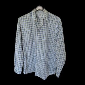LL Bean Traditional Fit Plaid Button Down Shirt Blue Tan‎ 100% Cotton L-REG